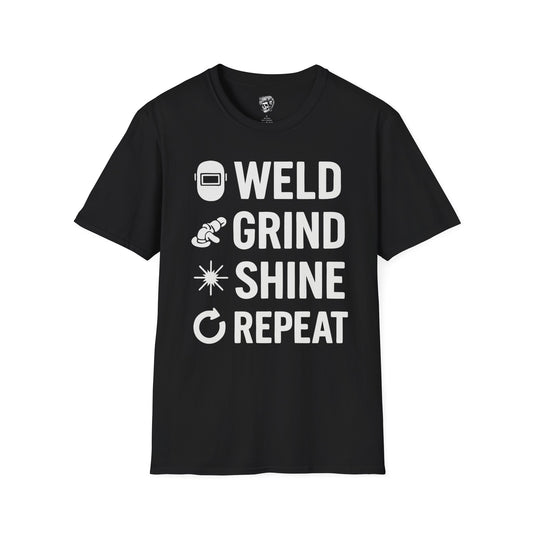 Weld. Grind. Shine. Repeat. – Fabricator’s Rhythm Tee