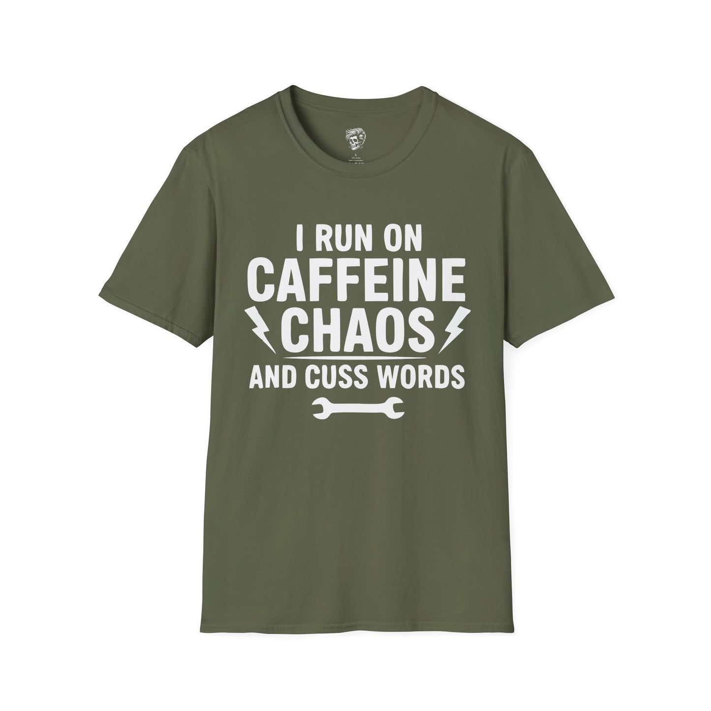 I Run on Caffeine, Chaos & Cuss Words – Mechanic Fuel Tee