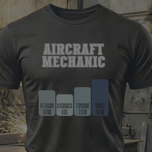 Aircraft Mechanic Levels Tee – From Hangar Hero to Rivet King