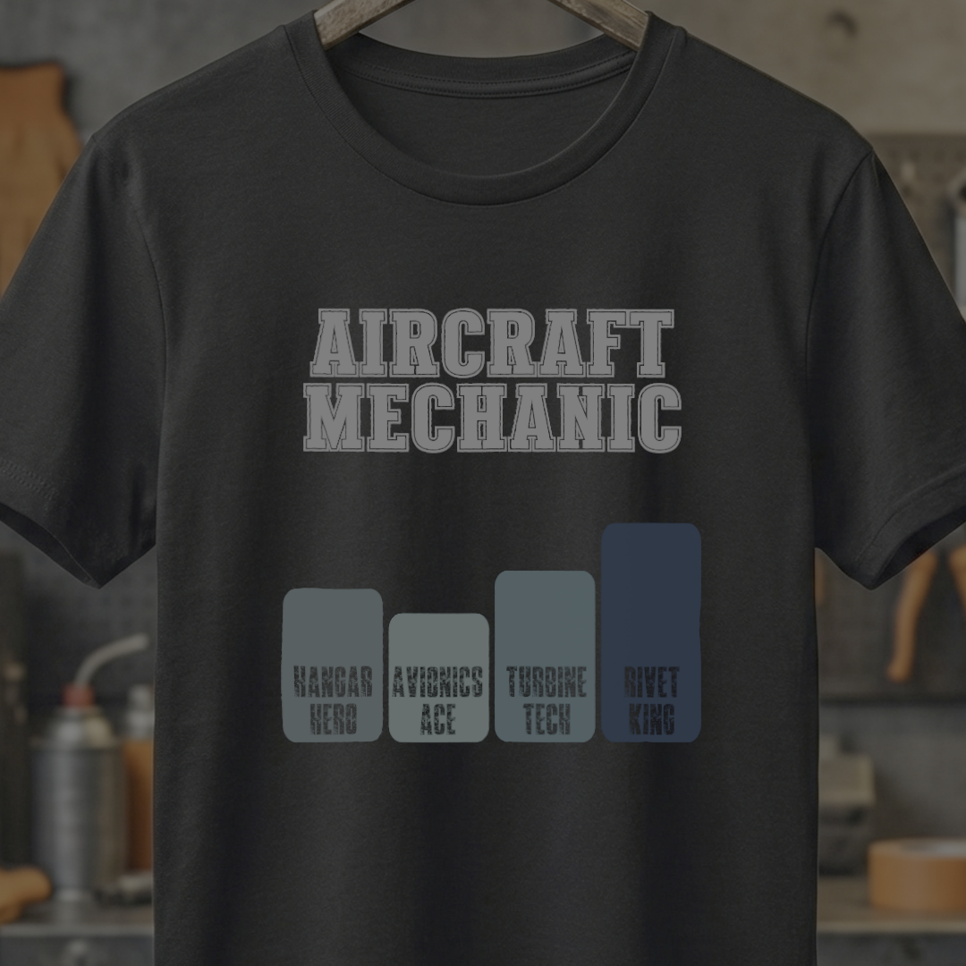 Aircraft Mechanic Levels Tee – From Hangar Hero to Rivet King