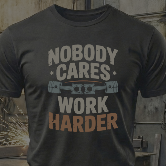 Nobody Cares, Work Harder – No-Excuses Mechanic Tee