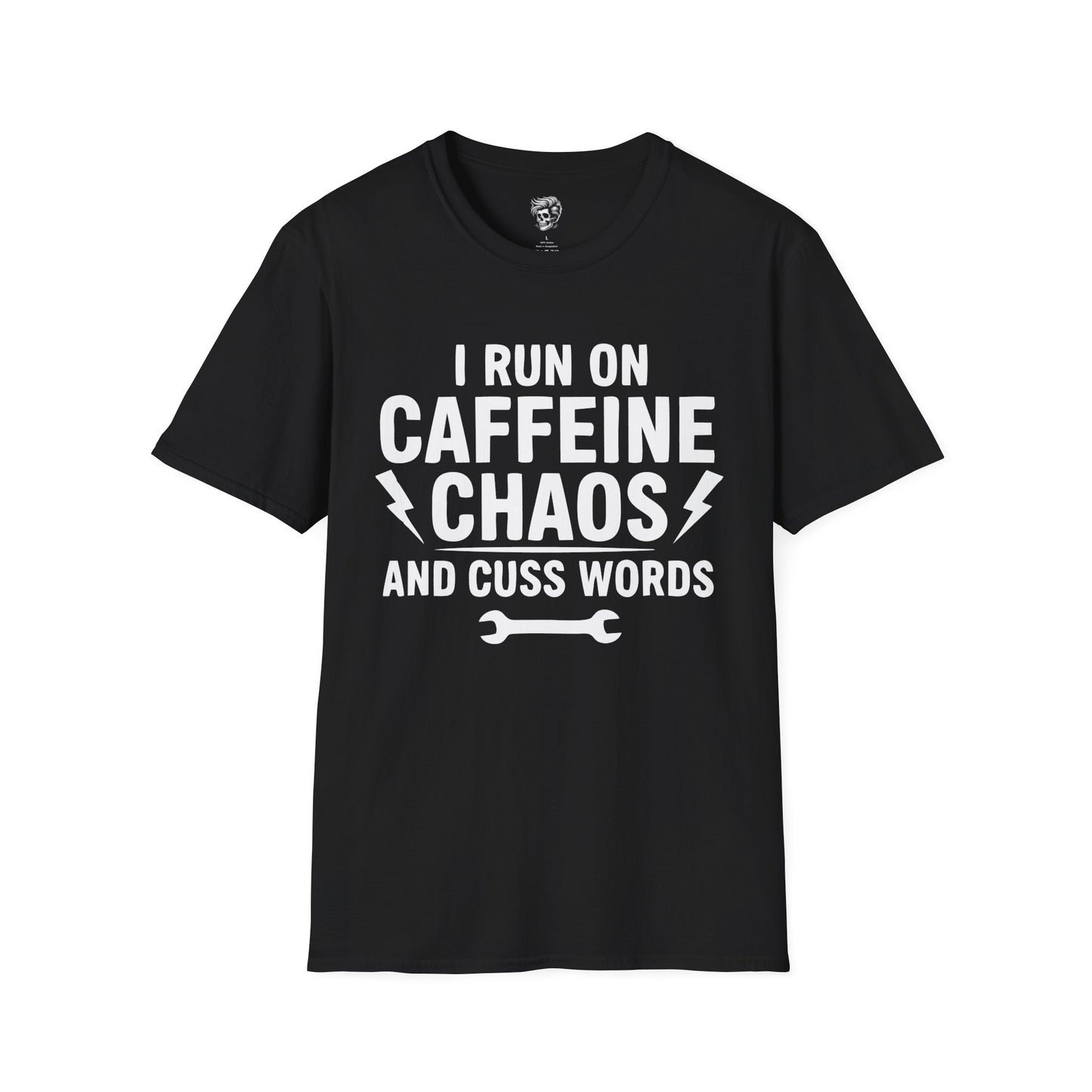 I Run on Caffeine, Chaos & Cuss Words – Mechanic Fuel Tee